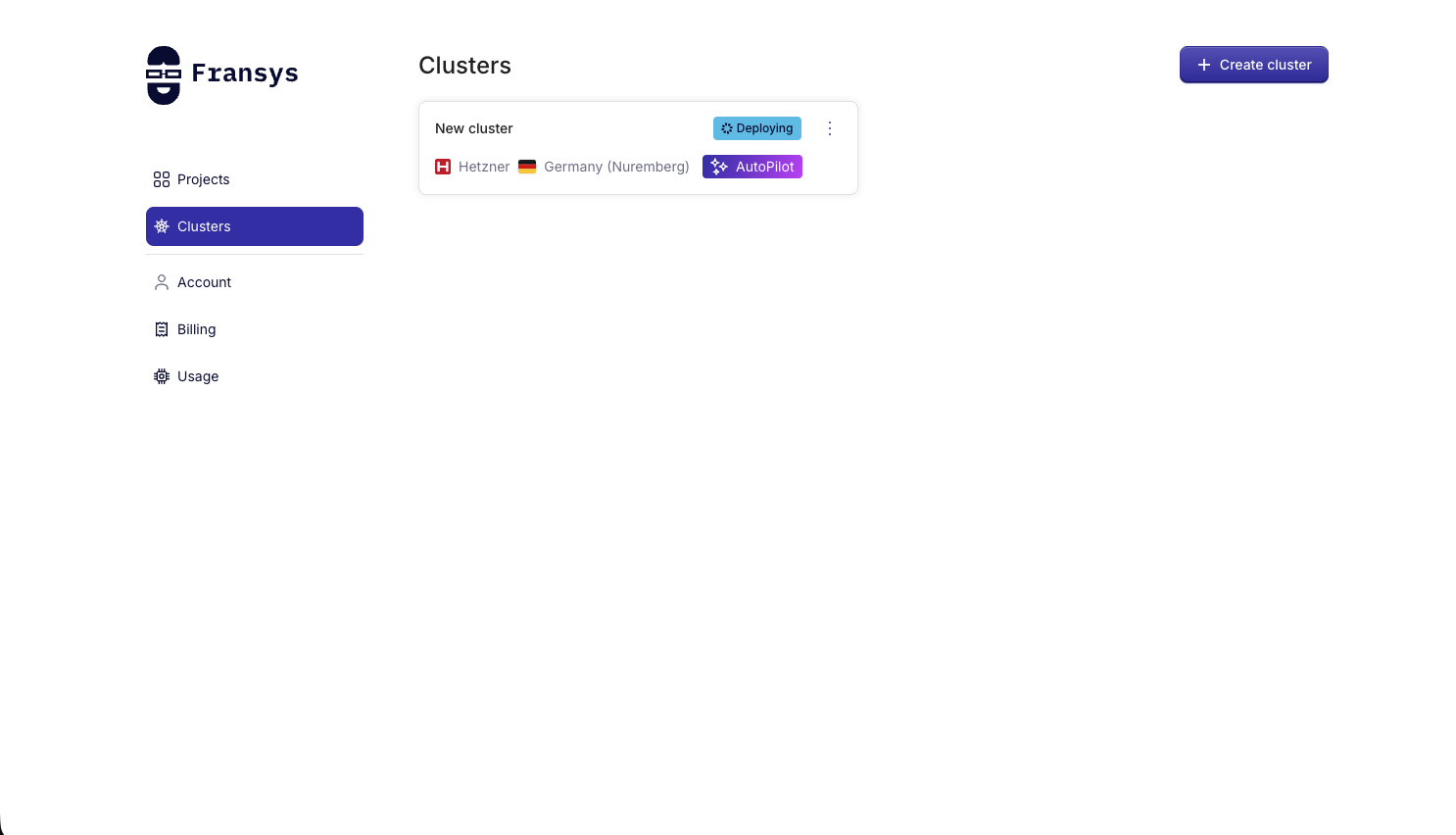 Cluster en cours de déploiement
