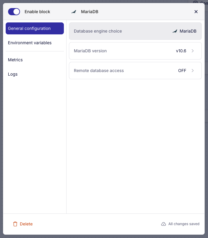 Configuration de base MariaDB